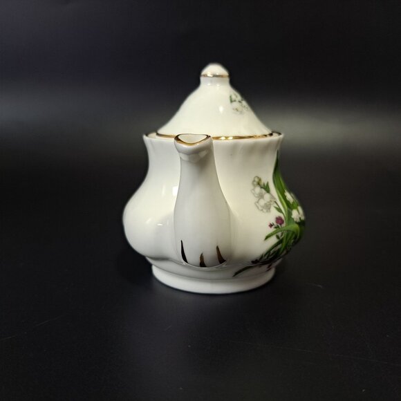 Staffordshire Collection Bone China Miniature Teapot Lily Floral Design Vintage - Picture 3 of 11